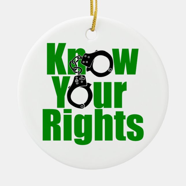 KNOW YOUR RIGHTS - police state/prison/drug war Ceramic Tree Decoration (Front)