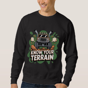 Know Your Terrain Green 4x4 Off Road Truck Cartoon Sweatshirt