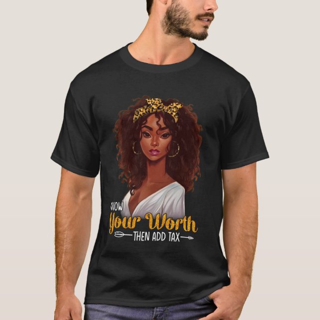 Know Your Worth Then Add Tax Gift For Her Leopard T-Shirt (Front)