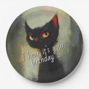  Knowing Black Ninja Cat Birthday Paper Plate