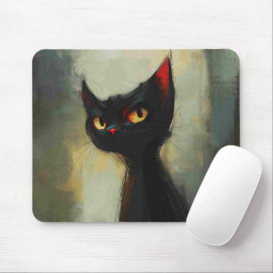 Knowing Black Ninja Cat Mouse Pad
