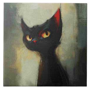 Knowing Black Ninja Cat Tile