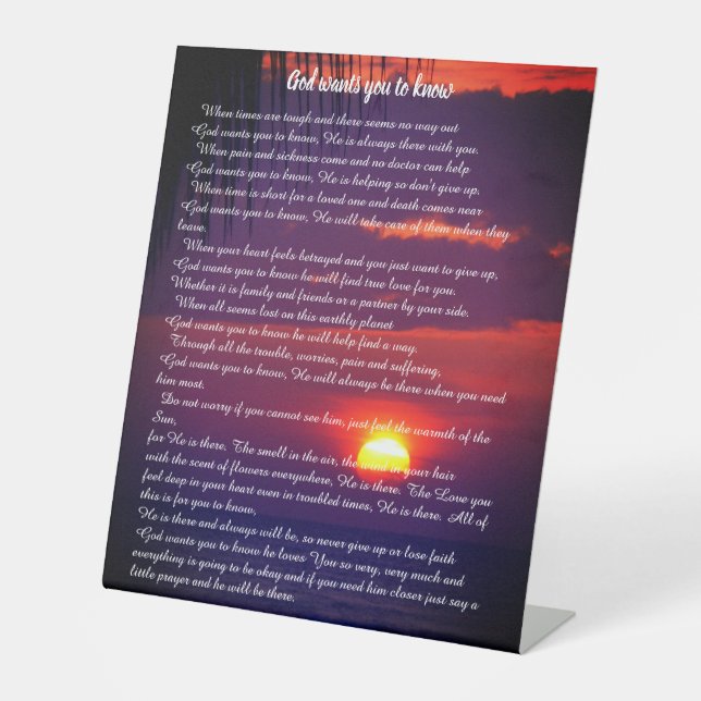 Knowing God Pedestal Sign (Front)