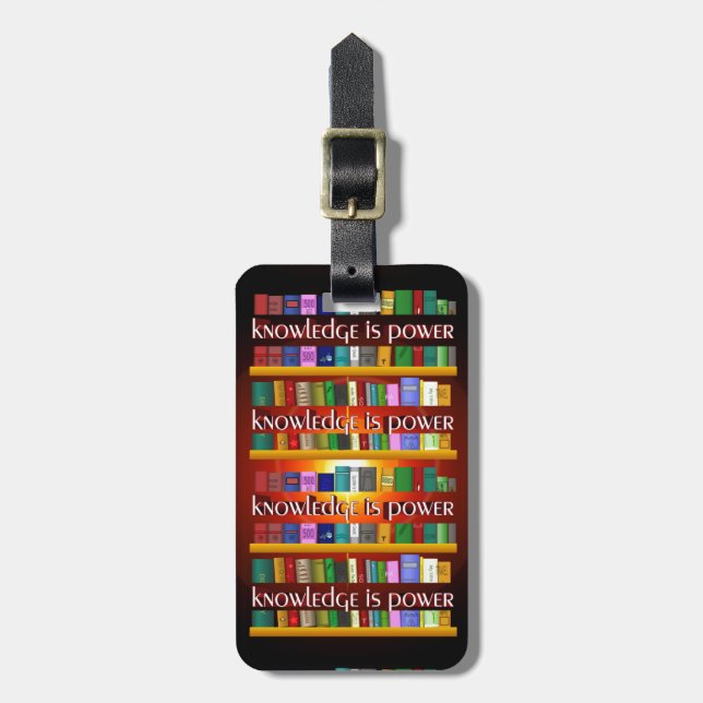 Knowledge is Power Bookscase Luggage Tag (Front Vertical)