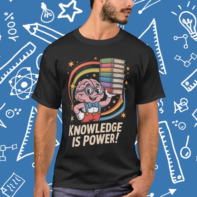 Knowledge Is Power Cute Brain Character T-Shirt (Creator Uploaded)