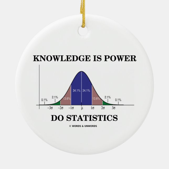 Knowledge Is Power Do Statistics Bell Curve Humour Ceramic Tree Decoration (Back)