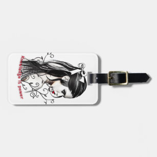 Knowledge is power Woman sketch with red lipstick  Luggage Tag