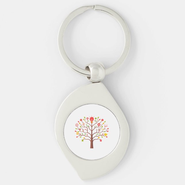Knowledge Tree Idea Education Learning Icons Key Ring (Front)