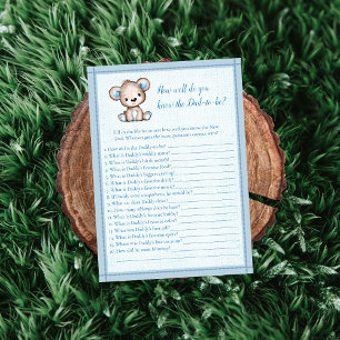 Knows Daddy Best Cute Brown Bear Baby Game Card