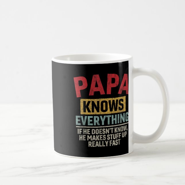 Knows Everything Funny Father's Day Papa  Coffee Mug (Right)