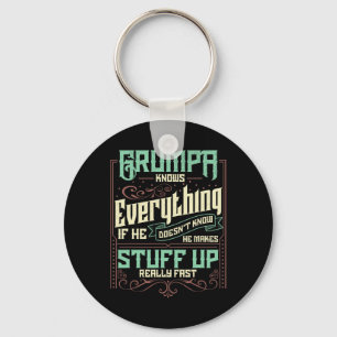 Knows Everything Funny Grumpa Fathers Day Gifts Key Ring