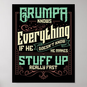 Knows Everything Funny Grumpa Fathers Day Gifts  Poster