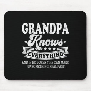 Knows Everything Shirt Funny Father's Day Dad Papa Mouse Pad