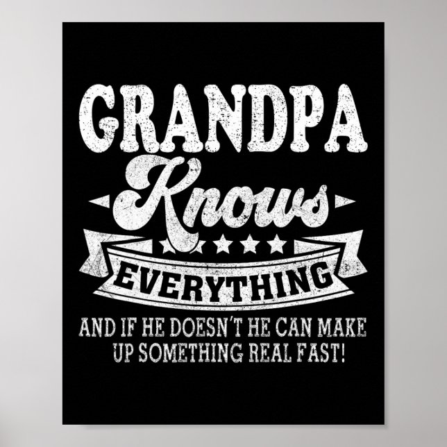 Knows Everything Shirt Funny Father's Day Dad Papa Poster (Front)