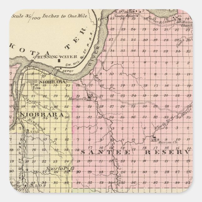 Knox County, Nebraska Square Sticker (Front)