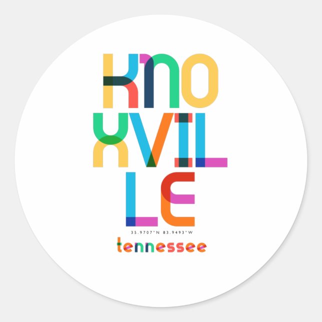 Knoxville Tennessee Mid Century, Pop Art, Classic Round Sticker (Front)