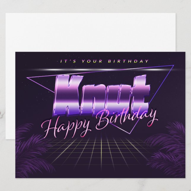 Knut Name First name lila retro card Birthday (Front/Back)