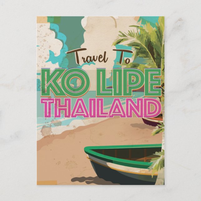 Ko Lipe Thailand Vintage vacation Poster Postcard (Front)