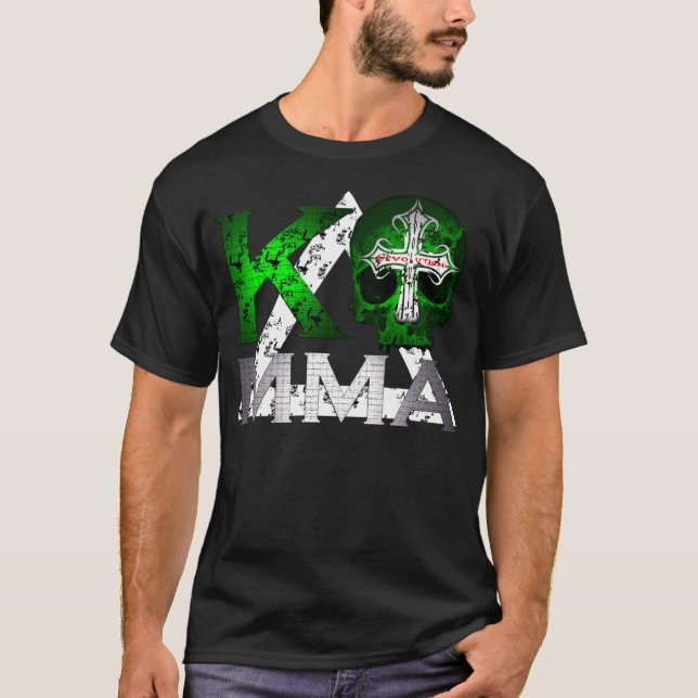 KO MMA Skull and Kombat Kross Dark T T-Shirt (Front)