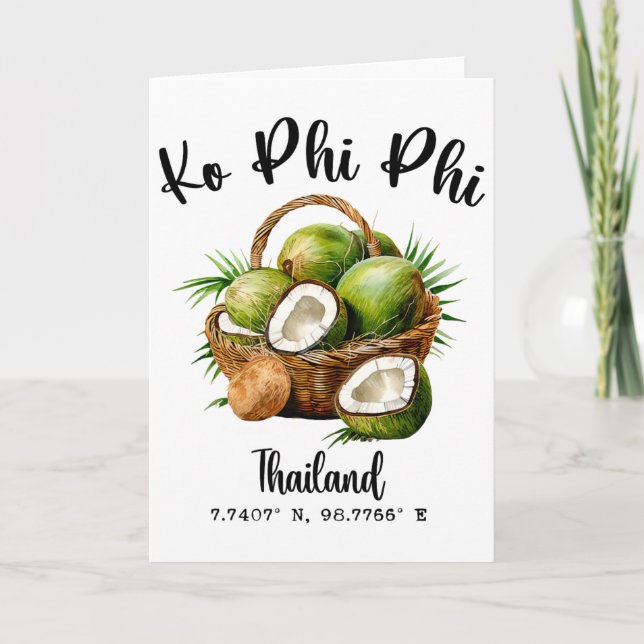 Ko Phi Phi Coconut Thailand Tropical Koh Island Gp Card (Front)