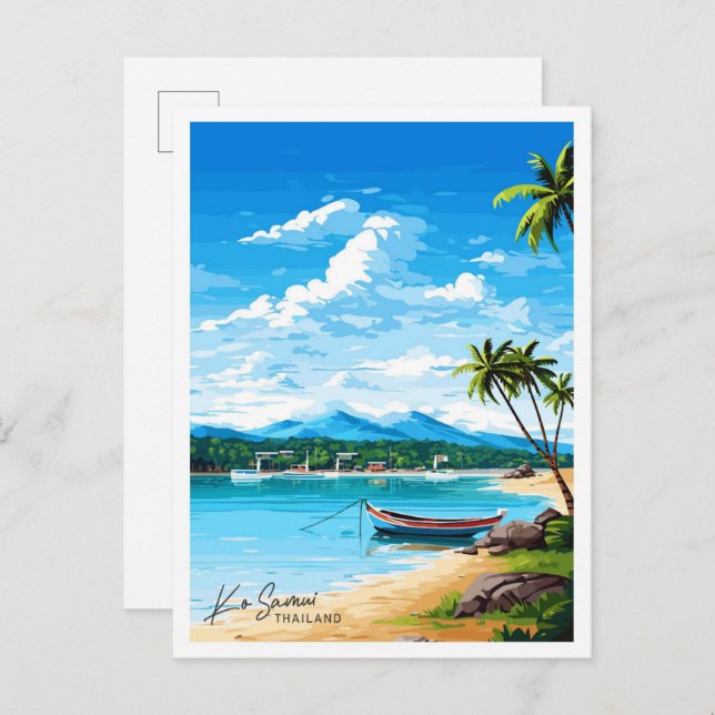 Ko Samui Thailand travel Vintage illustration Postcard (Front/Back)