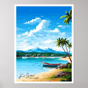 Ko Samui Thailand travel Vintage illustration Poster