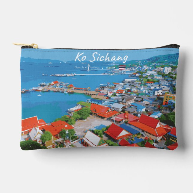 Ko Sichang, Thailand - Vibrant Harbour View Accessory Pouch (Front)