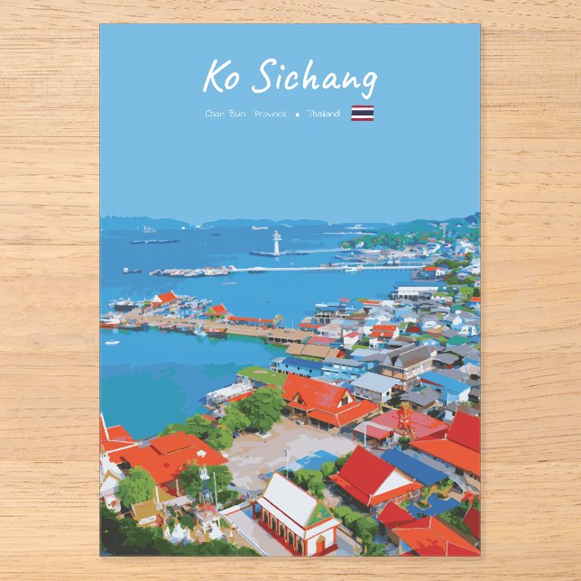 Ko Sichang, Thailand - Vibrant Harbour View Acrylic Invitations (Front)