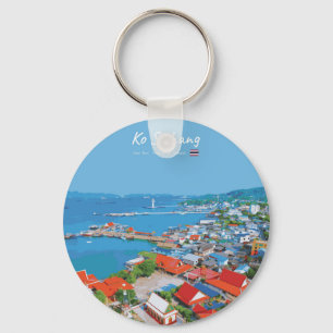 Ko Sichang, Thailand - Vibrant Harbour View Key Ring