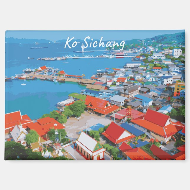 Ko Sichang, Thailand - Vibrant Harbour View Magnet (Front)