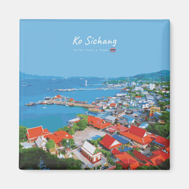 Ko Sichang, Thailand - Vibrant Harbour View Magnet (Front)