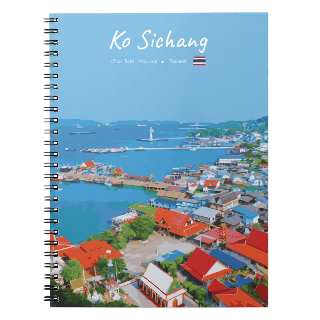 Ko Sichang, Thailand - Vibrant Harbour View Notebook (Front)