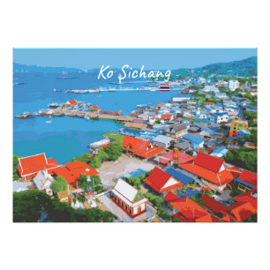 Ko Sichang, Thailand - Vibrant Harbour View Photo Print