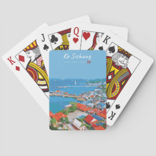 Ko Sichang, Thailand - Vibrant Harbour View Playing Cards
