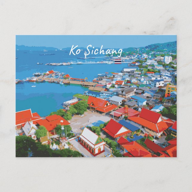Ko Sichang, Thailand - Vibrant Harbour View Postcard (Front)