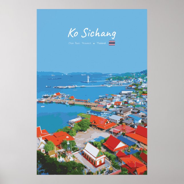 Ko Sichang, Thailand - Vibrant Harbour View Poster (Front)