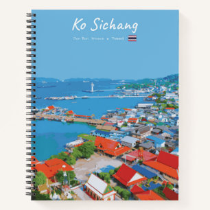Ko Sichang, Thailand - Vibrant Harbour View Spiral Notebook