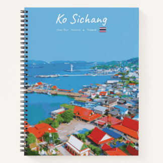 Ko Sichang, Thailand - Vibrant Harbour View Spiral Notebook