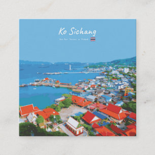 Ko Sichang, Thailand - Vibrant Harbour View Square Business Card