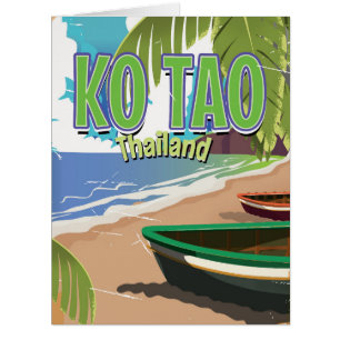 Ko Tao thailand vintage travel poster