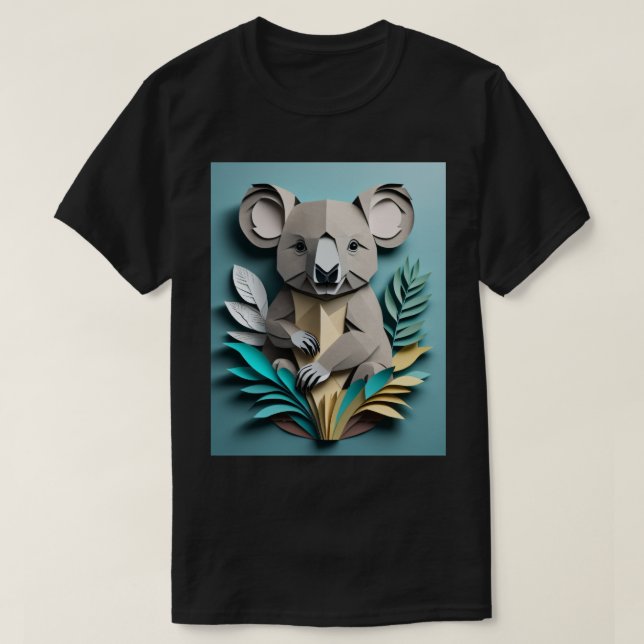 Koala 3D Paper Art Design T-shirt  (Design Front)