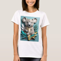 Koala 3D Paper Art Design T-shirt 