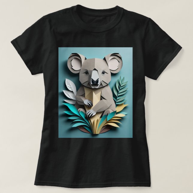 Koala 3D Paper Art Design T-shirt  (Design Front)