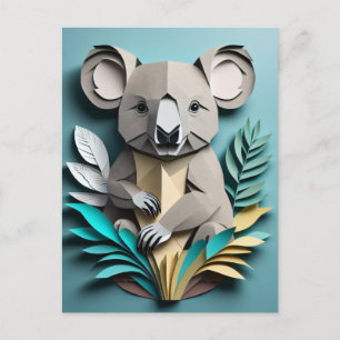 Koala 3D Paper Art Design T-shirt  Postcard