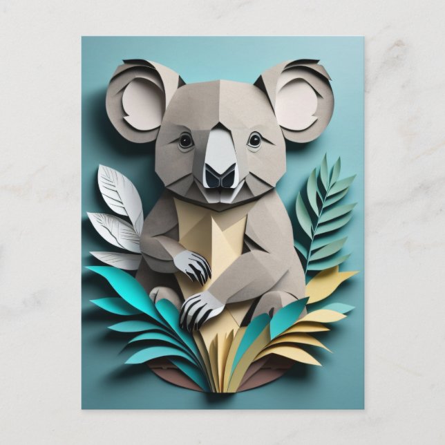 Koala 3D Paper Art Design T-shirt  Postcard (Front)