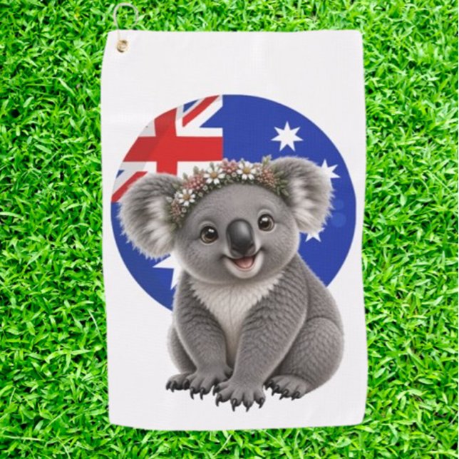 Koala A Little Piece of Australia Golf Towel (Swing happy with your Aussie Koala towel!)