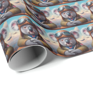 Koala Aeroplane Pilot Wrapping Paper