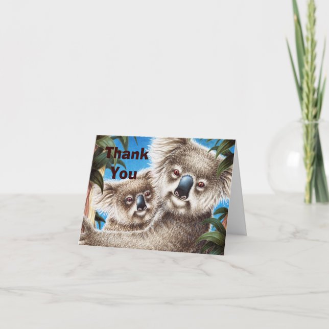 Koala and Baby Thank You Note Card (Front)