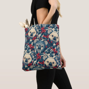 Koala and Berry Pattern Tote Bag