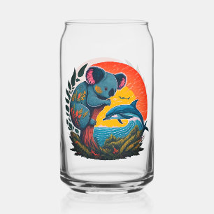 Koala and Dolphin Can Glass